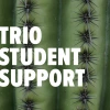 Image of barrel cactus close up in the background.  White words read TRIO STUDENT SUPPORT.